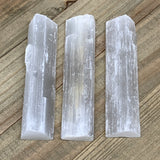 137.5g, 3.9"-4",  3pcs, Natural Rough Solid Selenite Crystal Blade Wand Stick, F