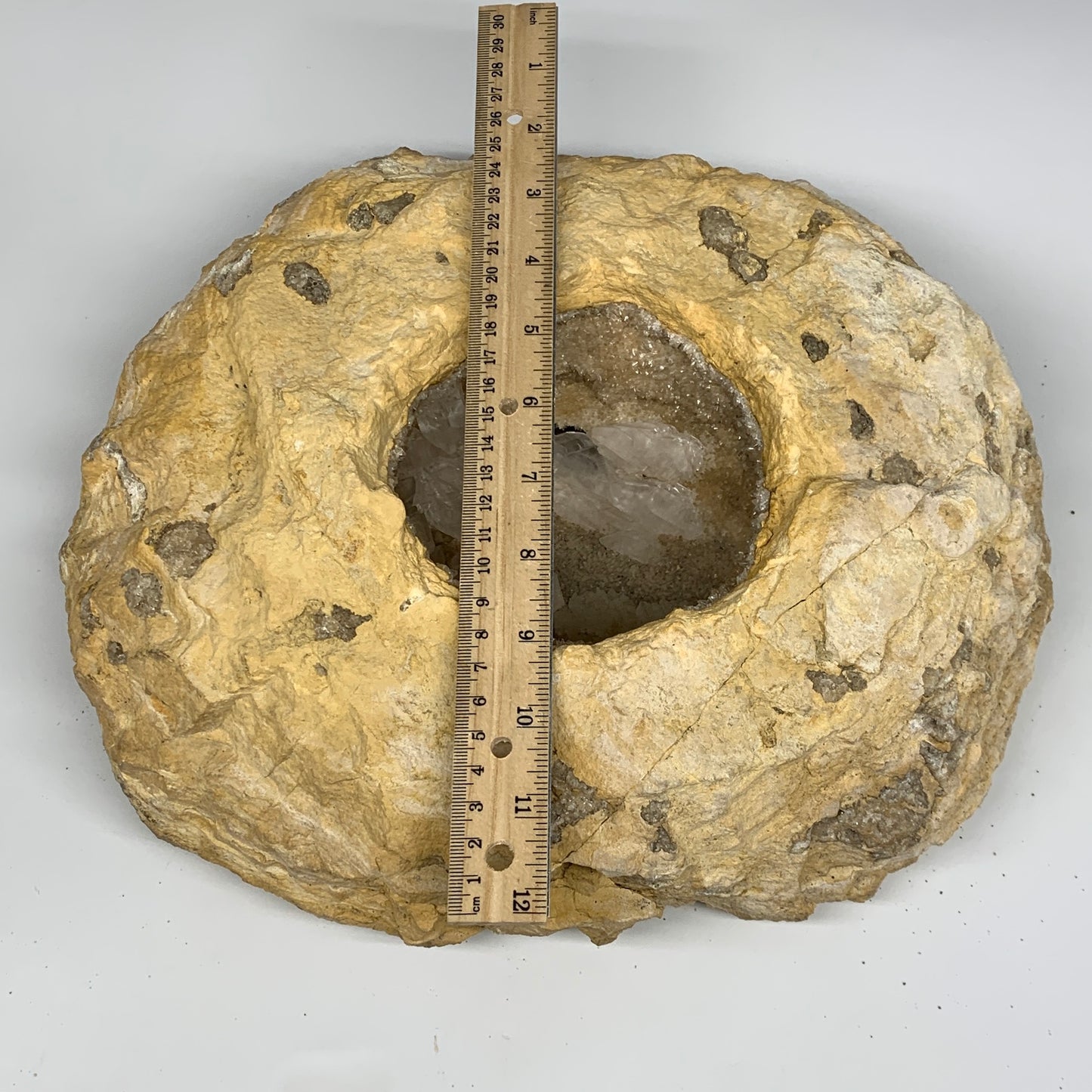 21.76 lbs, 13"x12.5"x4.1", Huge Calcite Geode Mineral Specimens @Morocco, B11174