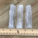 137.5g, 3.9"-4",  3pcs, Natural Rough Solid Selenite Crystal Blade Wand Stick, F