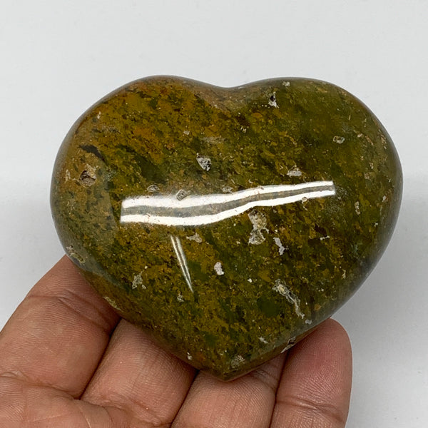 209g, 2.4"x2.8"x1.3" Ocean Jasper Heart Polished Healing Crystal, B4931