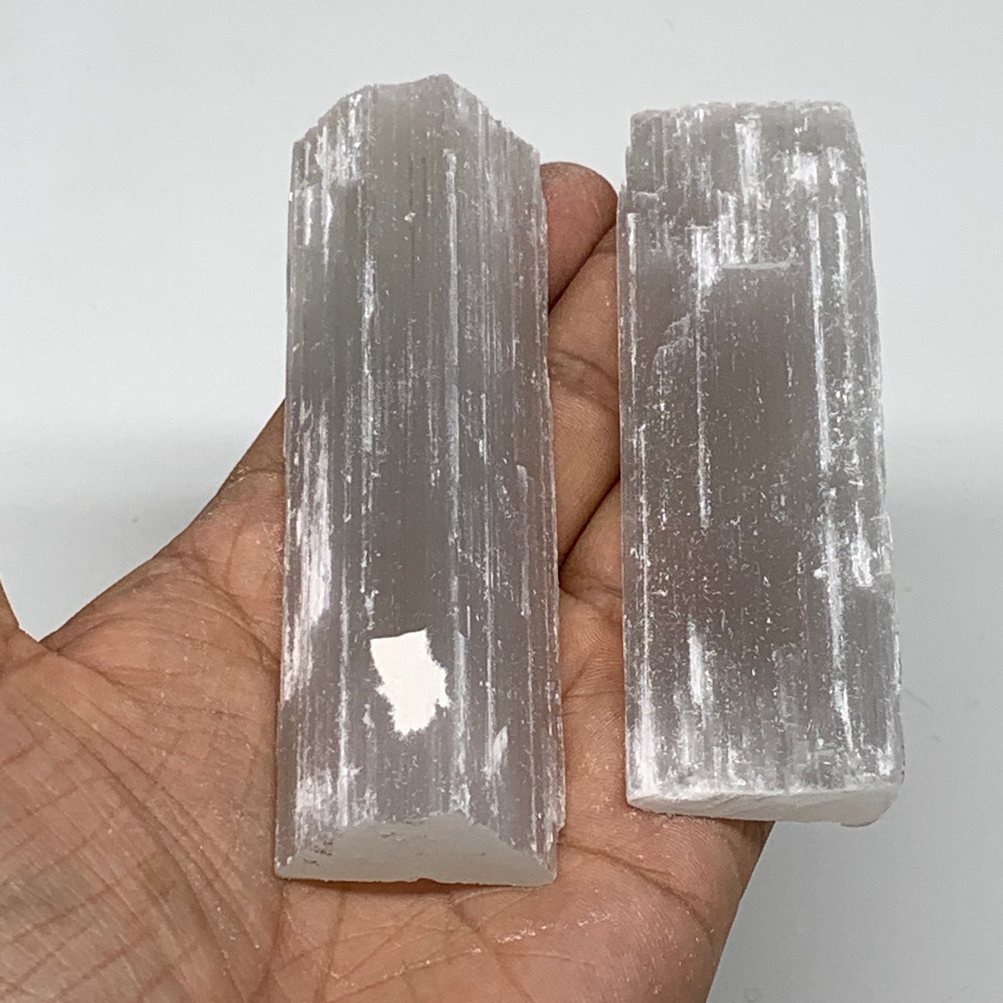 119.6g, 4",  2pcs, Natural Rough Solid Selenite Crystal Blade Wand Stick, F3288