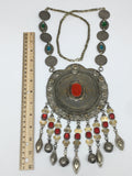 246g, 34"Turkmen Necklace Pendant Vintage Gold-Gild Boho Statement Boho,TN480