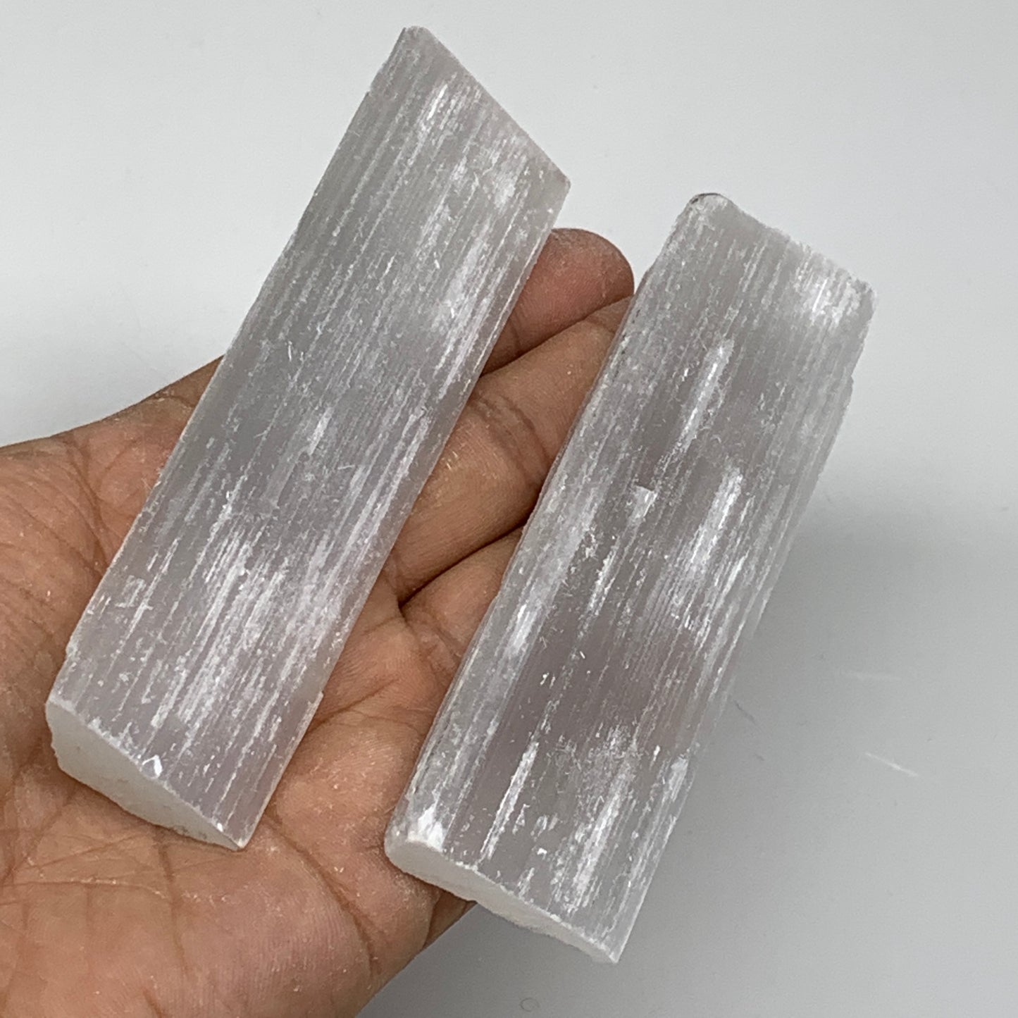 119.6g, 4",  2pcs, Natural Rough Solid Selenite Crystal Blade Wand Stick, F3288