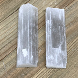 119.6g, 4",  2pcs, Natural Rough Solid Selenite Crystal Blade Wand Stick, F3288