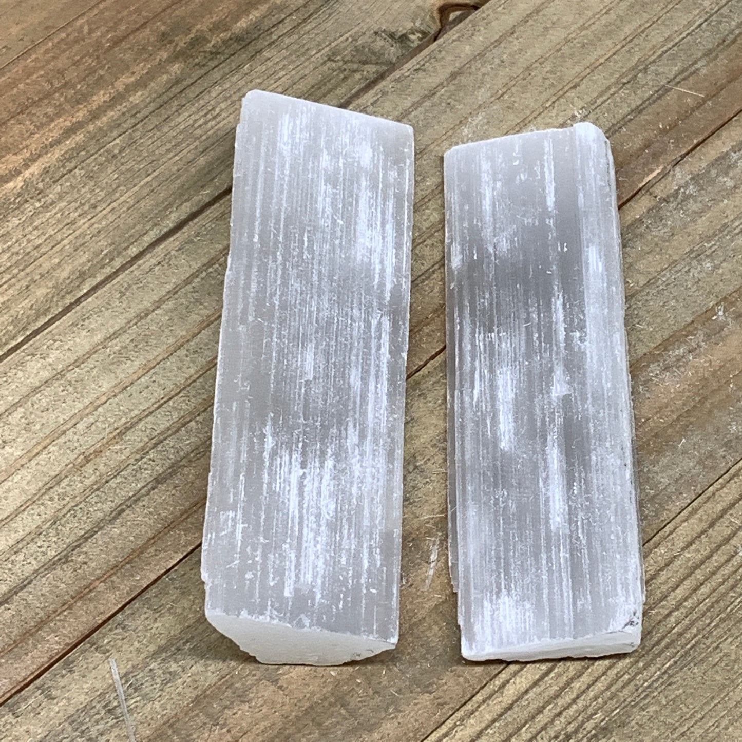 119.6g, 4",  2pcs, Natural Rough Solid Selenite Crystal Blade Wand Stick, F3288