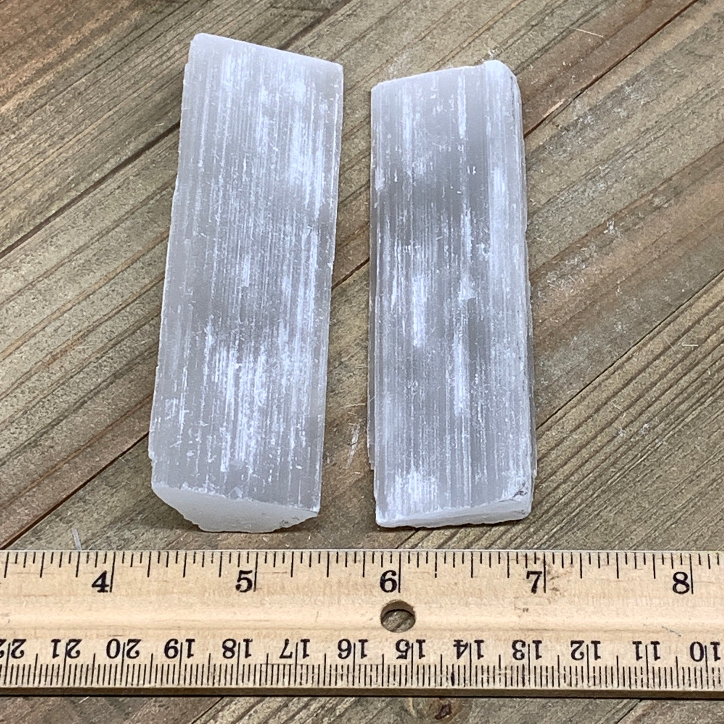 119.6g, 4",  2pcs, Natural Rough Solid Selenite Crystal Blade Wand Stick, F3288