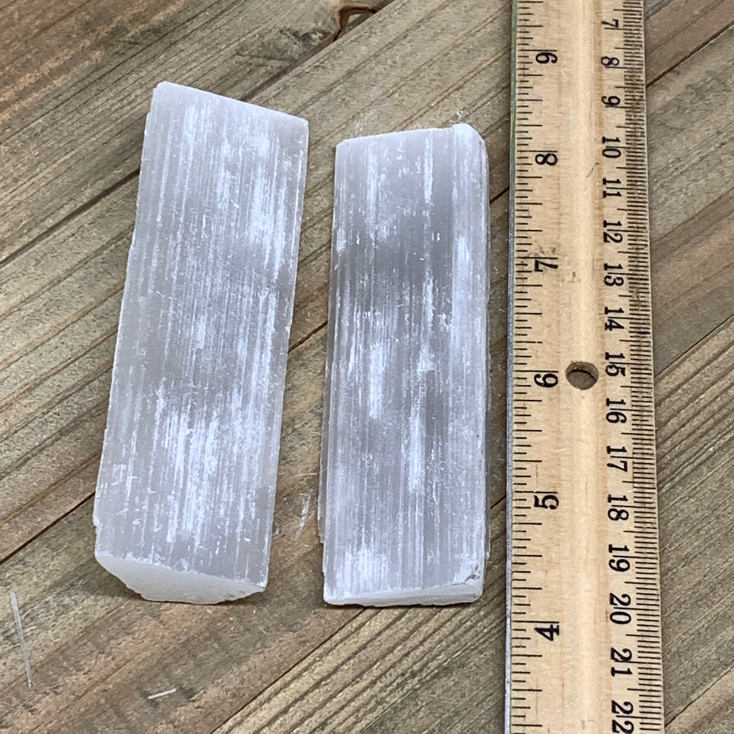 119.6g, 4",  2pcs, Natural Rough Solid Selenite Crystal Blade Wand Stick, F3288