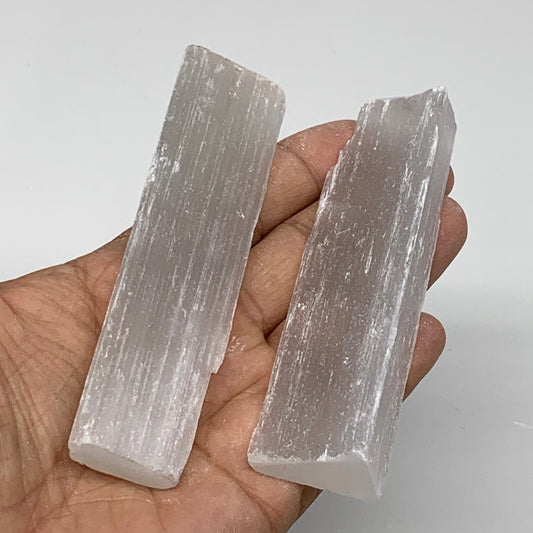 118.4g, 4",  2pcs, Natural Rough Solid Selenite Crystal Blade Wand Stick, F3287