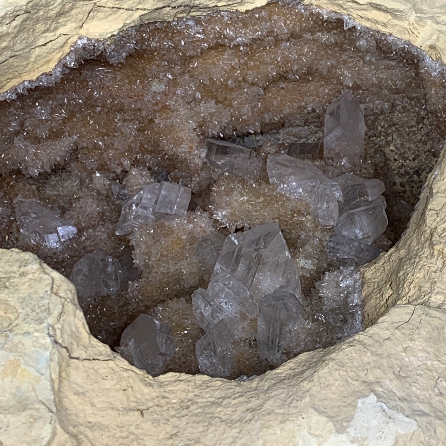 57.4 lbs, 20"x17"x6", Huge Calcite Geode Mineral Specimens @Morocco, B11172