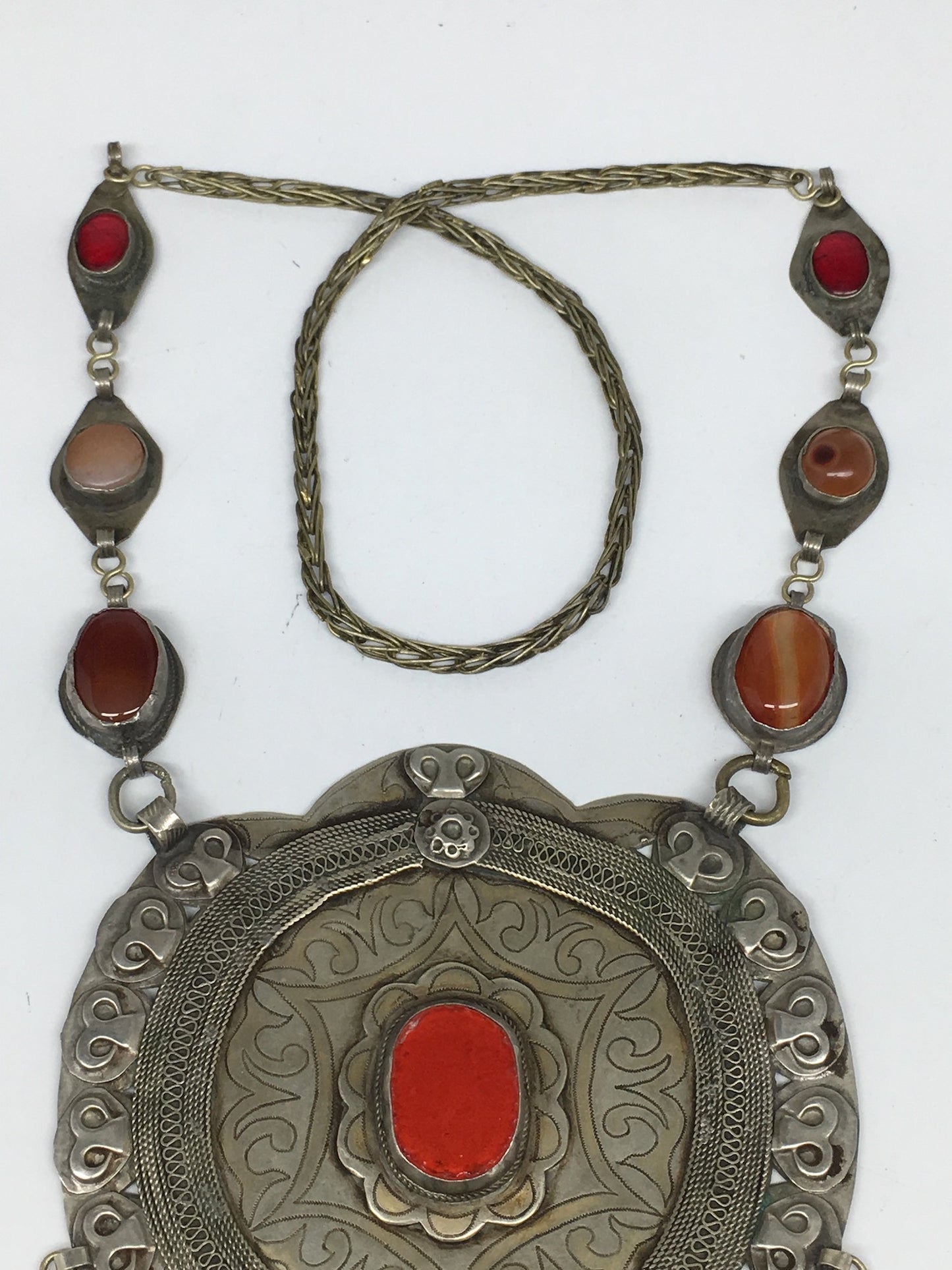 222.7g, 30"Turkmen Necklace Pendant Vintage Gold-Gild Boho Statement Boho,TN481