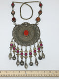 222.7g, 30"Turkmen Necklace Pendant Vintage Gold-Gild Boho Statement Boho,TN481