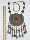 222.7g, 30"Turkmen Necklace Pendant Vintage Gold-Gild Boho Statement Boho,TN481