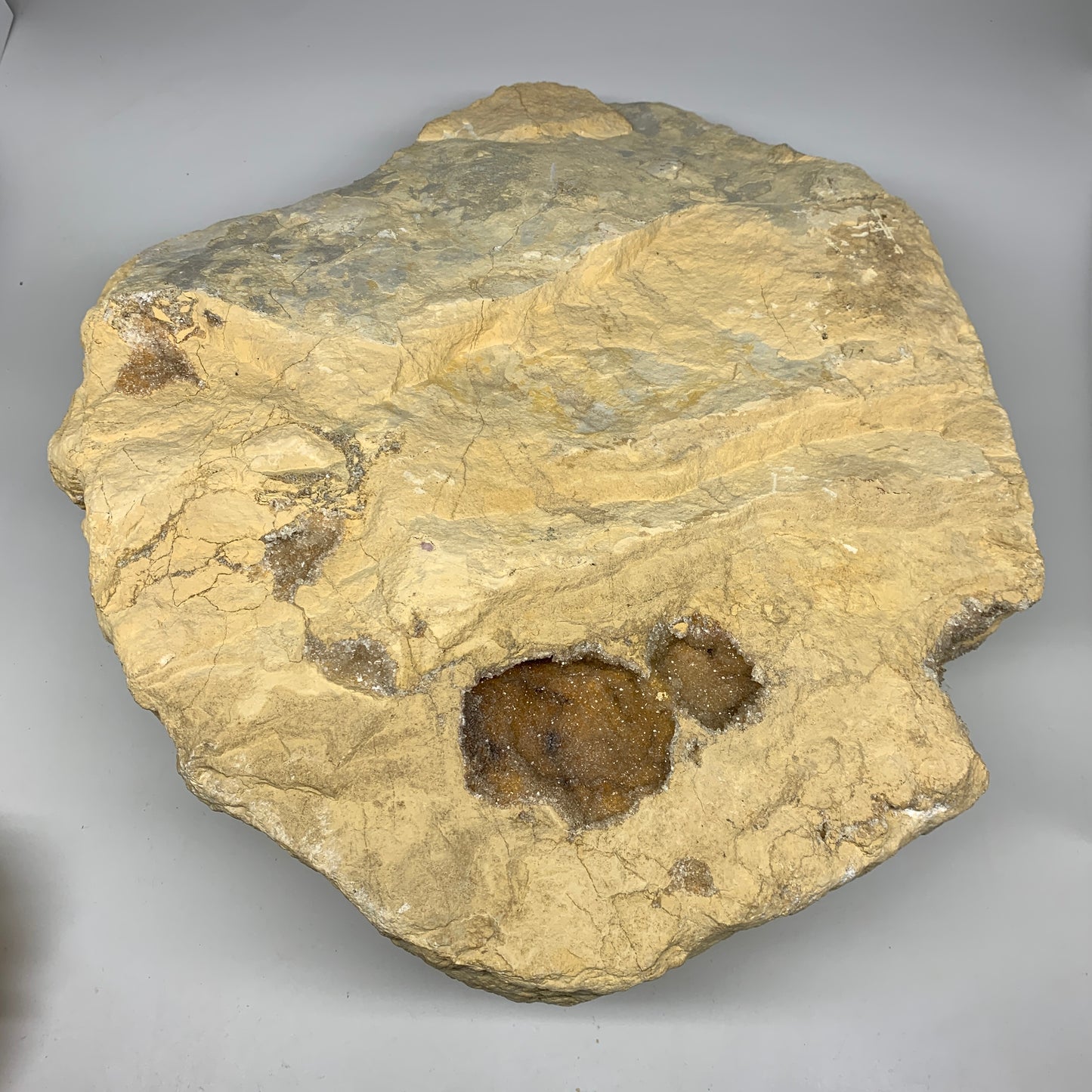 57.4 lbs, 20"x17"x6", Huge Calcite Geode Mineral Specimens @Morocco, B11172