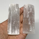 114.8g, 3.9",  2pcs, Natural Rough Solid Selenite Crystal Blade Wand Stick, F328