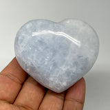 162g, 2.2"x2.5"x1.3" Blue Calcite Heart Gemstones Reiki @Madagascar,B20804