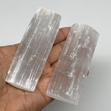 114.8g, 3.9",  2pcs, Natural Rough Solid Selenite Crystal Blade Wand Stick, F328