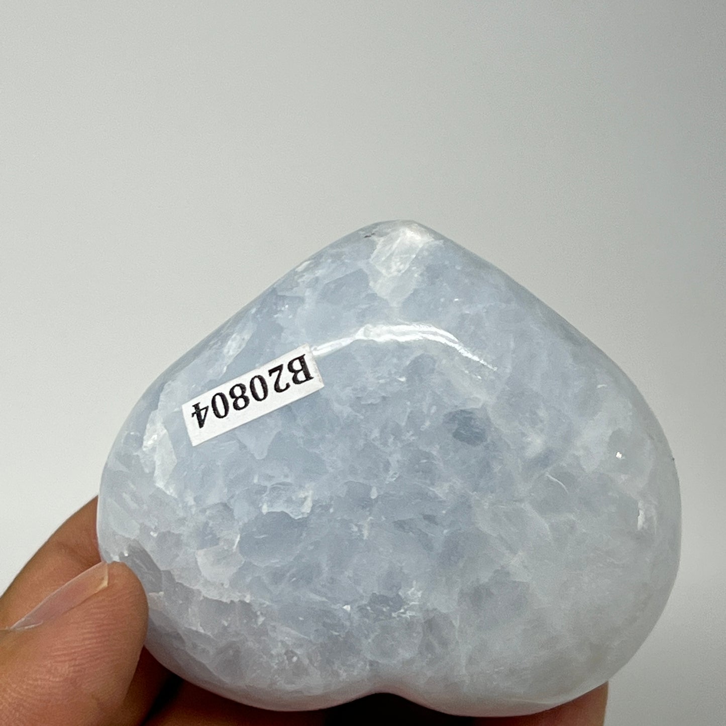 162g, 2.2"x2.5"x1.3" Blue Calcite Heart Gemstones Reiki @Madagascar,B20804