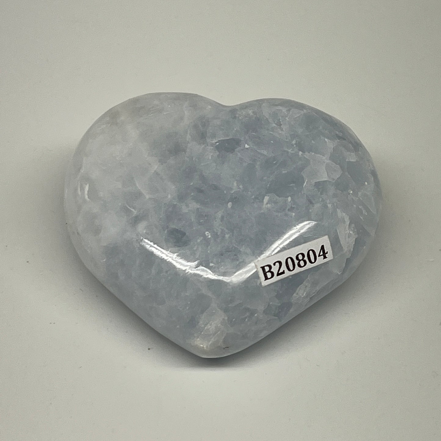 162g, 2.2"x2.5"x1.3" Blue Calcite Heart Gemstones Reiki @Madagascar,B20804