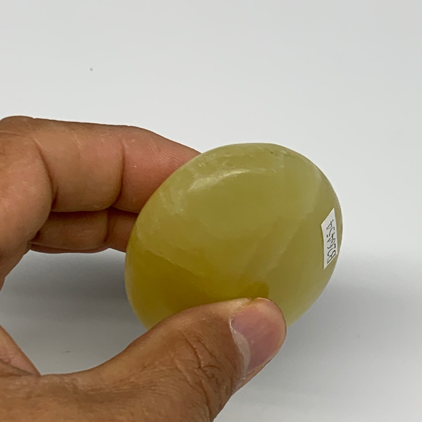 116g, 2.7"x1.8"x0.9", Lemon Calcite Palm-Stone Crystal Polished @Pakistan,B26454