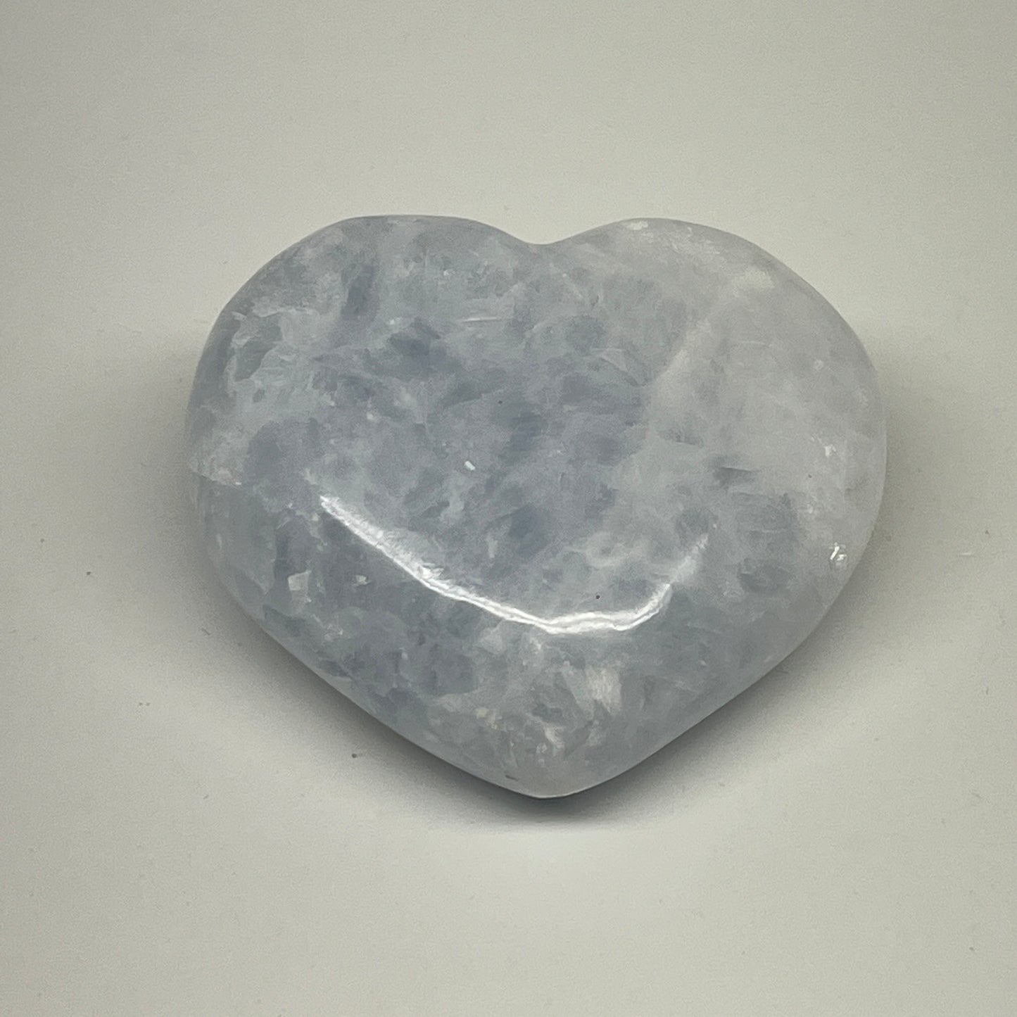 162g, 2.2"x2.5"x1.3" Blue Calcite Heart Gemstones Reiki @Madagascar,B20804