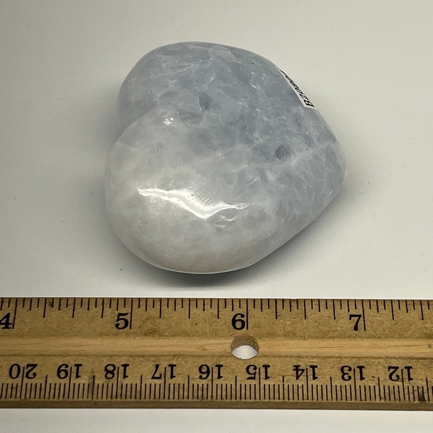 162g, 2.2"x2.5"x1.3" Blue Calcite Heart Gemstones Reiki @Madagascar,B20804