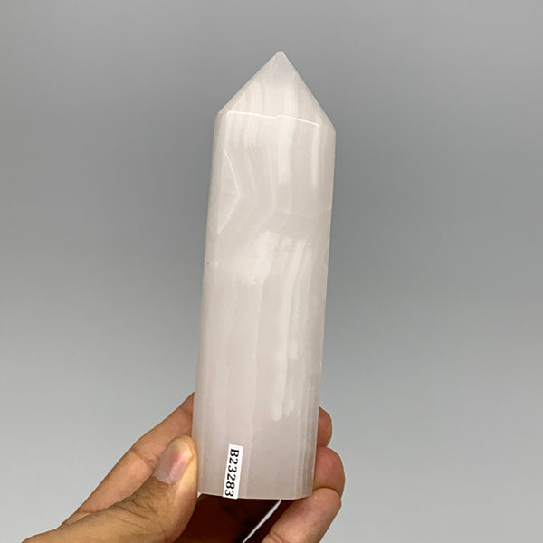 297.5g, 5.2"x1.4"  Pink Calcite Point Tower Obelisk Crystal, B23283