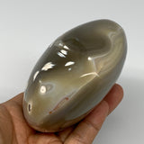 610g,3.7"x3.8"x2.1" Agate Heart Polished Healing Crystal, Orca Agate, B17665