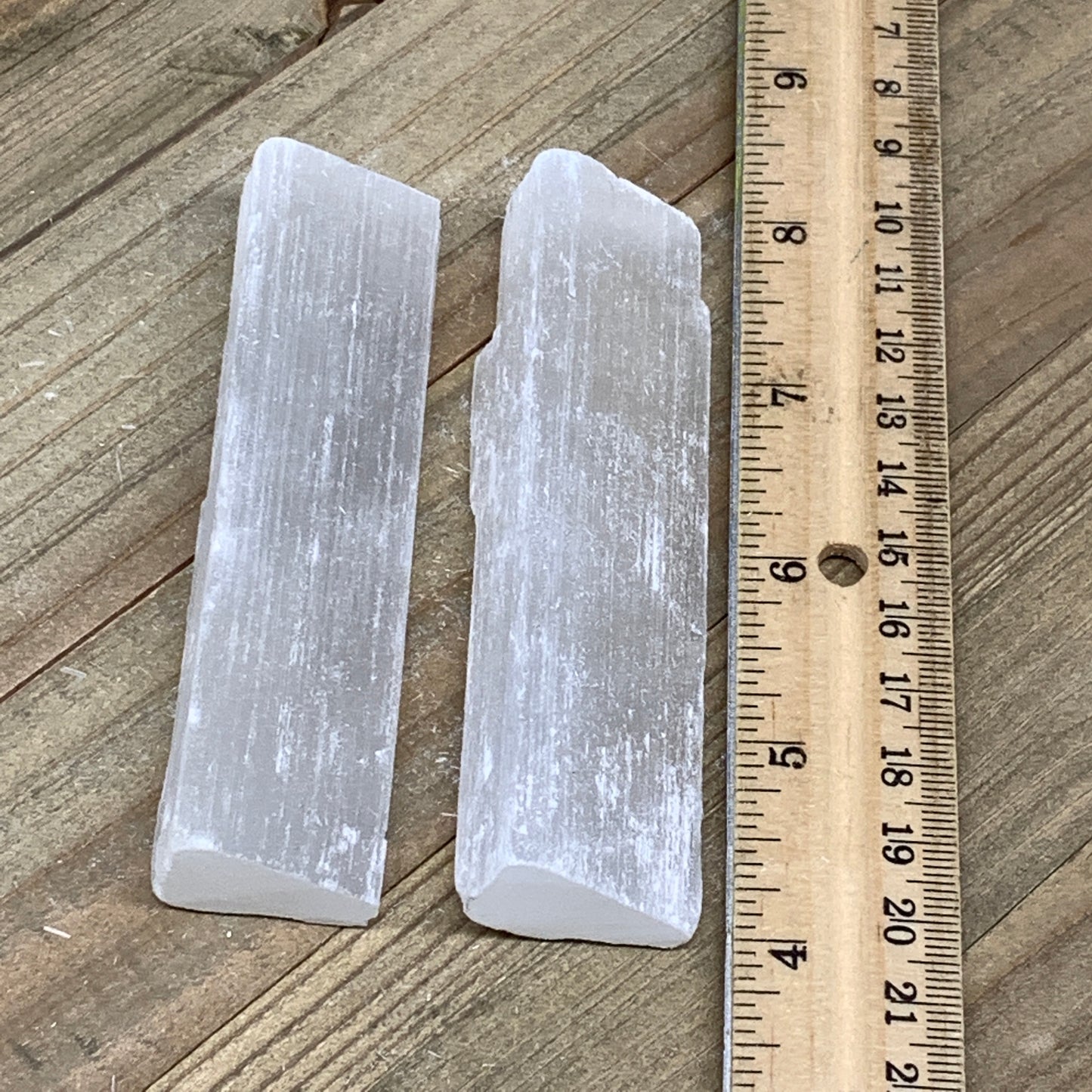 167.7g, 4", 2pcs, Natural Rough Solid Selenite Crystal Blade Wand Stick,F3281