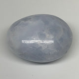 286.8g, 2.9"x2.6"x1.7" Blue Calcite Palm-Stone Tumbled Reiki @Madagascar, B5907