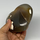 580g,3.7"x4.1"x1.7" Agate Heart Polished Healing Crystal, Orca Agate, B17667