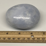 286.8g, 2.9"x2.6"x1.7" Blue Calcite Palm-Stone Tumbled Reiki @Madagascar, B5907
