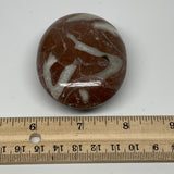 133.5g, 2.6"x2.1"x1.1", Natural Untreated Red Shell Fossils Oval Palms-tone, F12