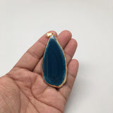 71.5 cts Blue Agate Druzy Slice Geode Pendant Gold Plated From Brazil, Bp1057 - watangem.com