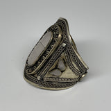 75.9g, 3.4" Turkmen Cuff Bracelet Tribal Oval Shape, White Crystal, B13550