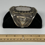75.9g, 3.4" Turkmen Cuff Bracelet Tribal Oval Shape, White Crystal, B13550