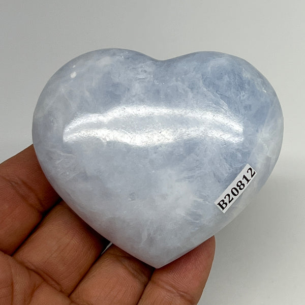 178.2g, 2.4"x2.7"x1.1" Blue Calcite Heart Gemstones Reiki @Madagascar,B20812