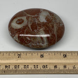 132.5g, 2.6"x2.1"x1.1", Natural Untreated Red Shell Fossils Oval Palms-tone, F12