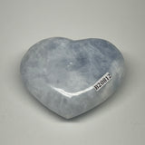 178.2g, 2.4"x2.7"x1.1" Blue Calcite Heart Gemstones Reiki @Madagascar,B20812