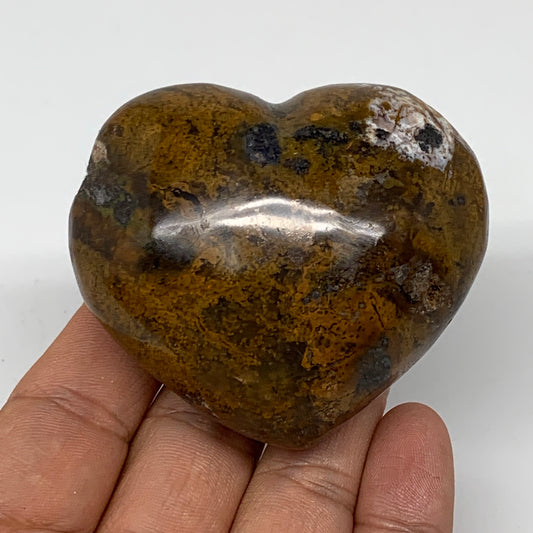 152g, 2.3"x2.5"x1.3" Ocean Jasper Heart Polished Healing Crystal, B4942