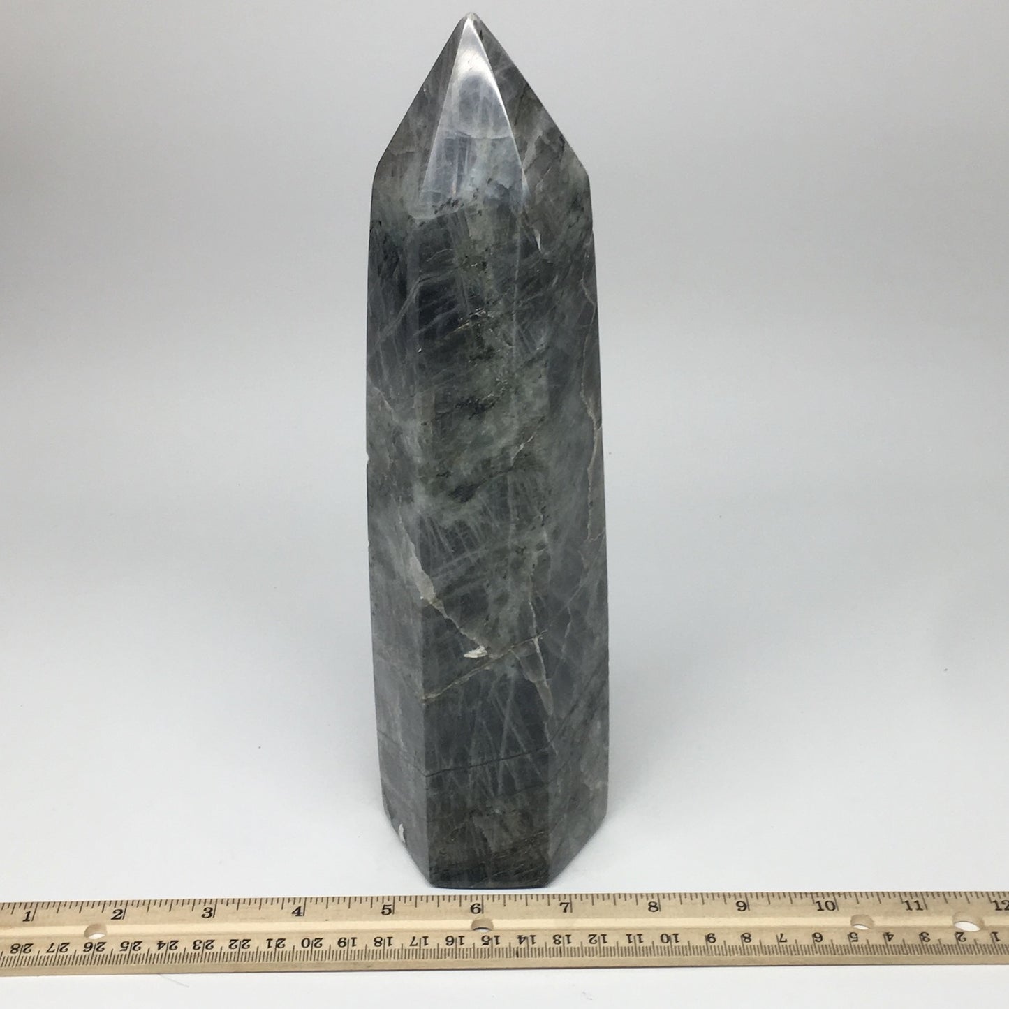1690g,9.75"x2.7"x2.5" Natural Labradorite Tower Point Crystal @Madagascar,TP166