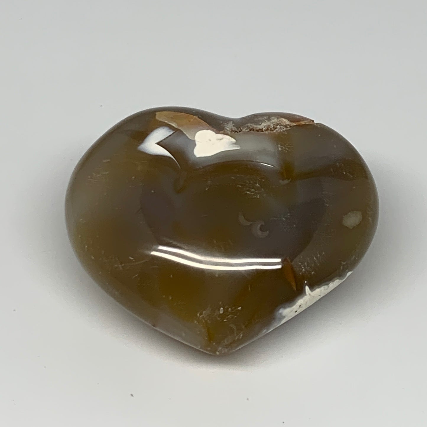 353.6g,3"x3.4"x1.7" Agate Heart Polished Healing Crystal, Orca Agate, B17671