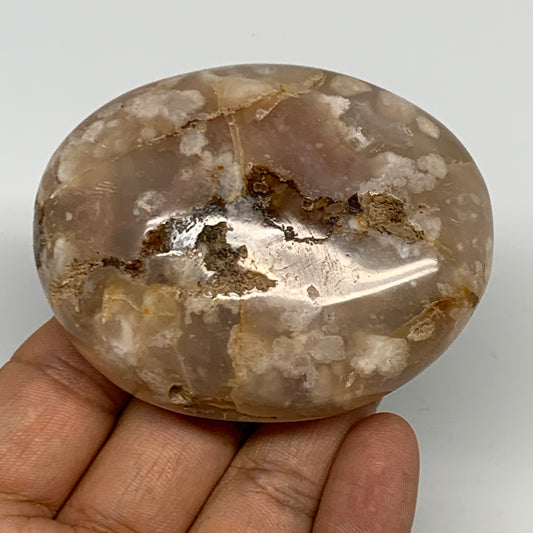 158.3g,2.8"x2.2"x1.1", Flower Agate Palm-Stone Crystal Reiki @Madagascar,B16110