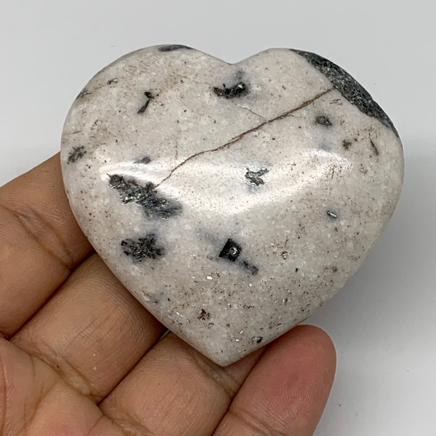 72.1g, 2.2"x2.3"x0.7" Natural Black K2 Heart Polished Healing Crystal, B10377