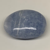 193.3g, 2.9"x2.3"x1.3" Blue Calcite Palm-Stone Tumbled Reiki @Madagascar, B5914