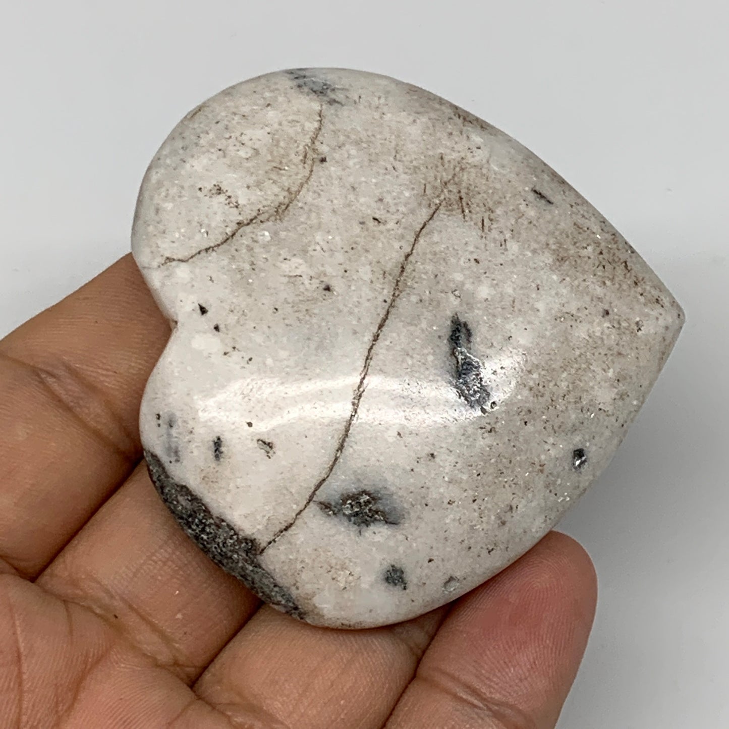 72.1g, 2.2"x2.3"x0.7" Natural Black K2 Heart Polished Healing Crystal, B10377