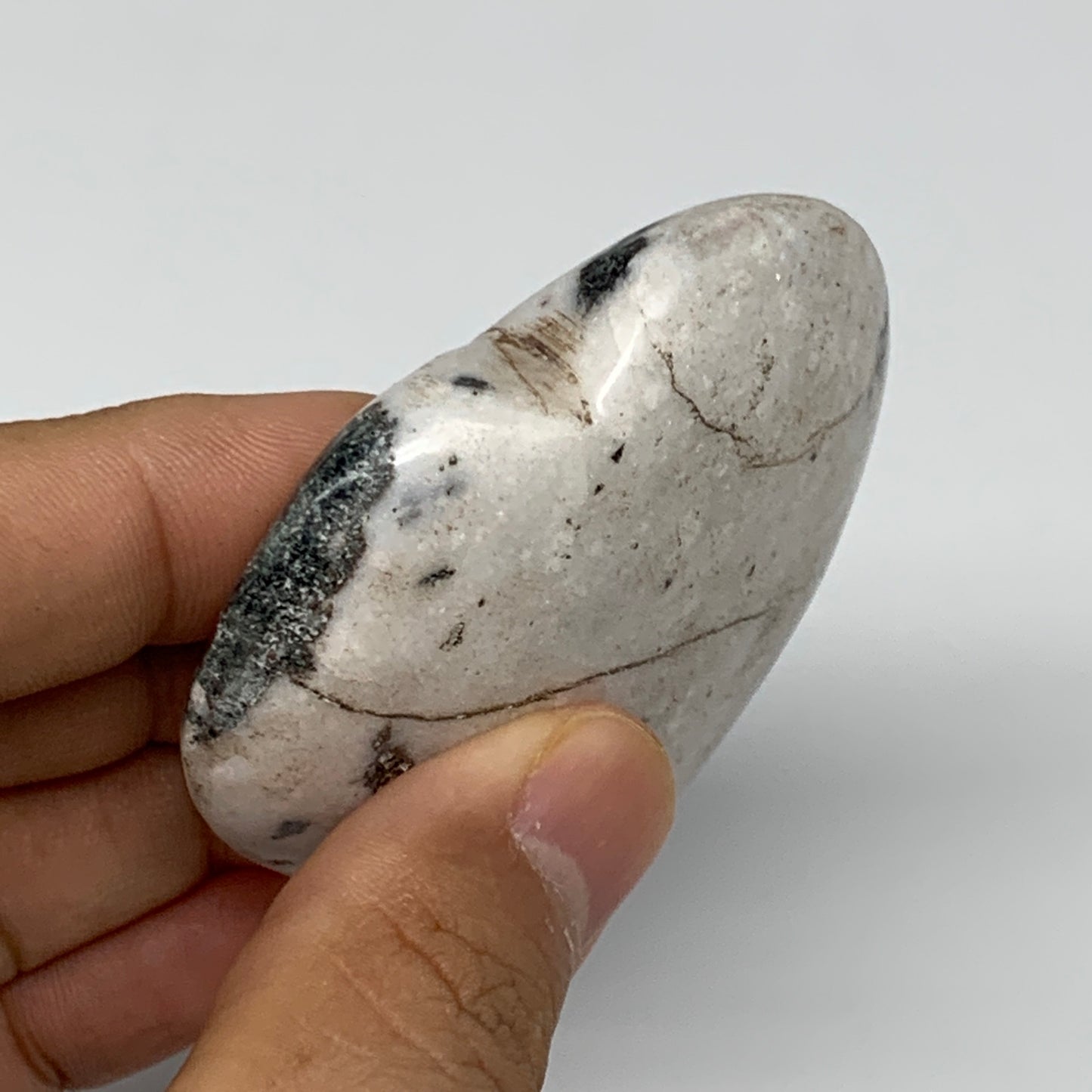 72.1g, 2.2"x2.3"x0.7" Natural Black K2 Heart Polished Healing Crystal, B10377