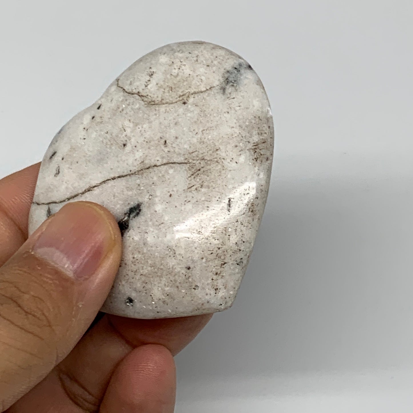 72.1g, 2.2"x2.3"x0.7" Natural Black K2 Heart Polished Healing Crystal, B10377