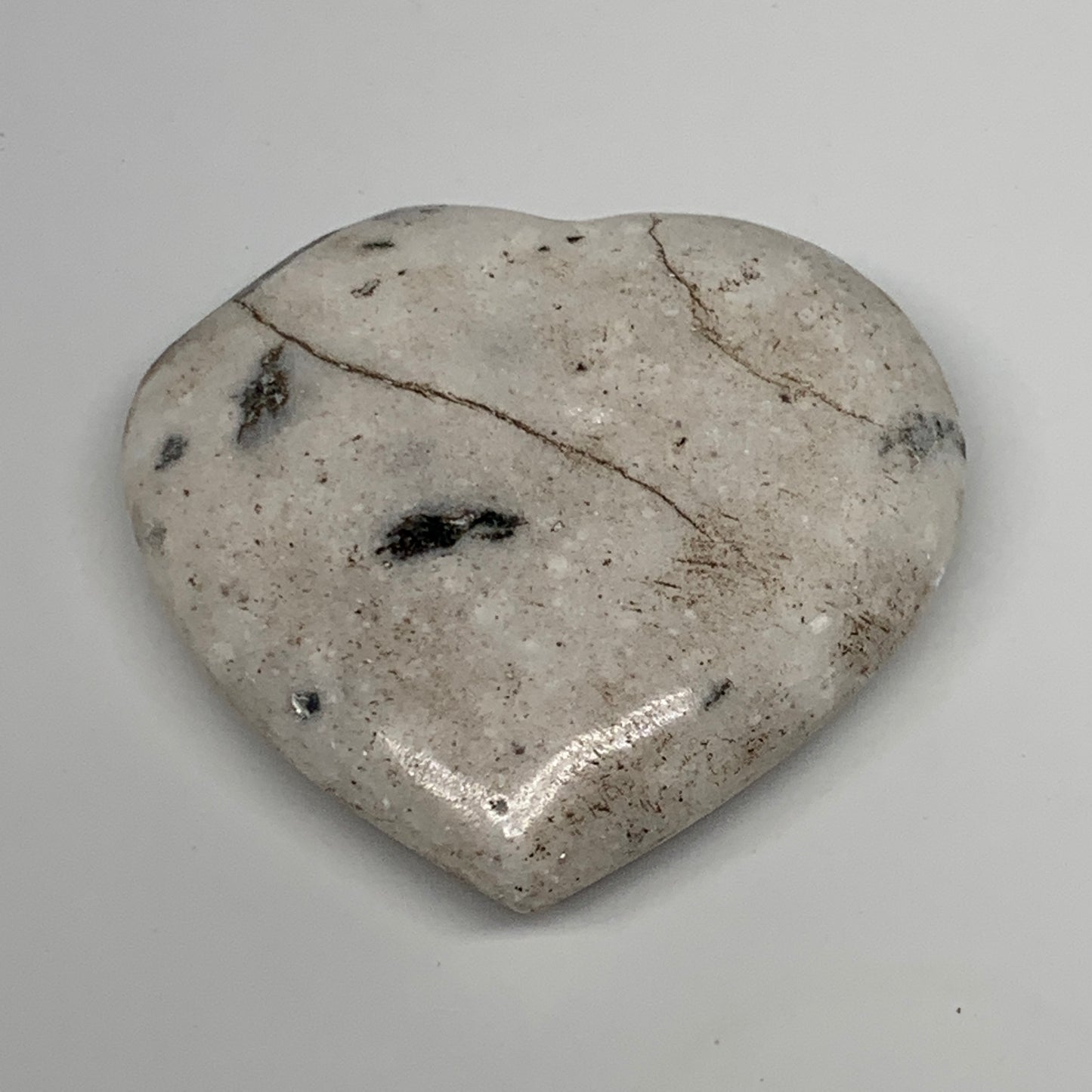 72.1g, 2.2"x2.3"x0.7" Natural Black K2 Heart Polished Healing Crystal, B10377