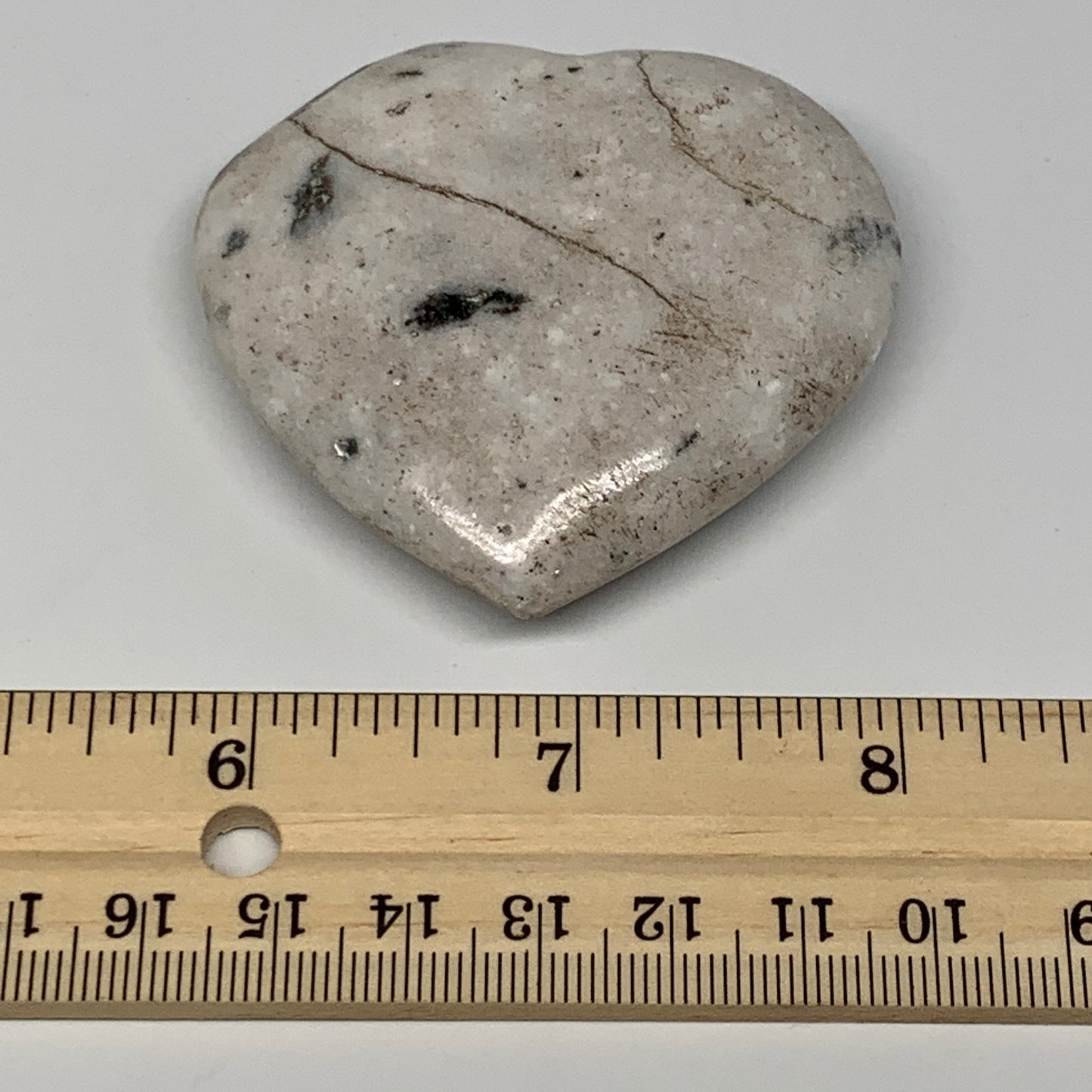 72.1g, 2.2"x2.3"x0.7" Natural Black K2 Heart Polished Healing Crystal, B10377