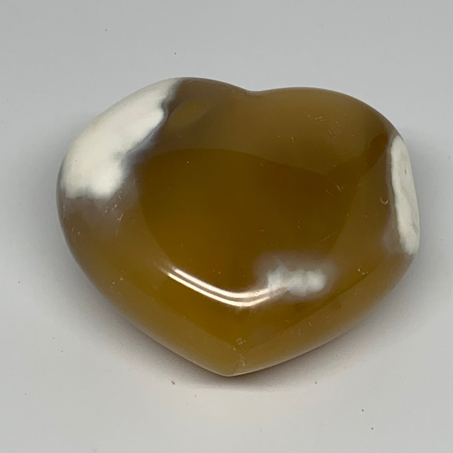 324.9g, 2.9"x3.2"x1.5" Agate Heart Polished Healing Crystal, Orca Agate, B17673